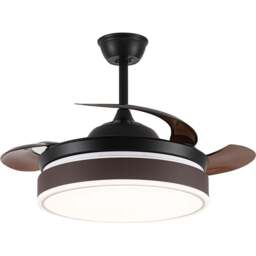 Living and Home Brown Round Ceiling Fan with Light and Remote - Size: 35 x 107 x 107cm - Wilko - thumbnail 1