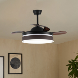 Living and Home Brown Round Ceiling Fan with Light and Remote - Size: 35 x 107 x 107cm - Wilko - thumbnail 3
