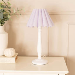 ValueLights Victoria Lilac Scallop Shade White Wood Candlestick Stem LED Table Lamp - Wilko - thumbnail 4