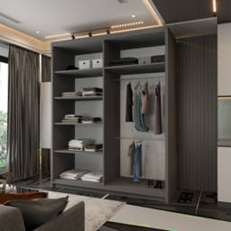 Sliding Wardrobes 4U Chelsea 2 Door Grey Central Curved Mirrored Wardrobe 150cm - Wilko - thumbnail 5