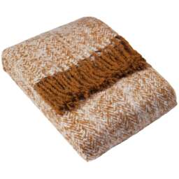furn. Weaver Gold Herringbone Throw 130 x 180cm - Size: 180 x 130cm - Wilko