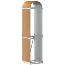 vidaXL Brown Galvanised Steel Firewood Log Holder 170 x 40 x 45cm - Wilko - thumbnail 1