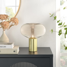 Furniturebox Sadie Brass Metal and Glass Table Lamp - Size: 23 x 23 x 25cm - Brown - Wilko - thumbnail 6