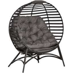 Outsunny Brown Steel Frame Egg Chair with Cushions - Size: 1 Seater - Wilko - thumbnail 3