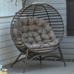Outsunny Brown Steel Frame Egg Chair with Cushions - Size: 1 Seater - Wilko