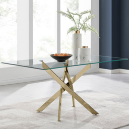 Furniturebox Tavalo 6 Seater Dining Table Gold - Wilko - thumbnail 7