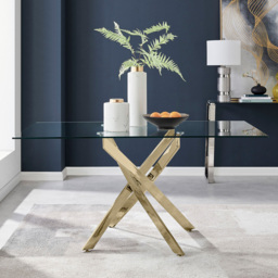 Furniturebox Tavalo 6 Seater Dining Table Gold - Wilko - thumbnail 6