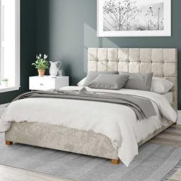 Aspire Sinatra Single Pearl Mirazzi Velvet Ottoman Bed - Cream - Aspire Beds - Wilko - thumbnail 1