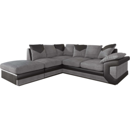Portland Dino Black and Grey Left Hand Corner Sofa with Footstool - Size: 4 Seater - Wilko - thumbnail 3