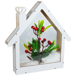 Xmas Haus Festive White Wooden Light Up Christmas House - Size: 4 x 26 x 27cm - Wilko - thumbnail 3