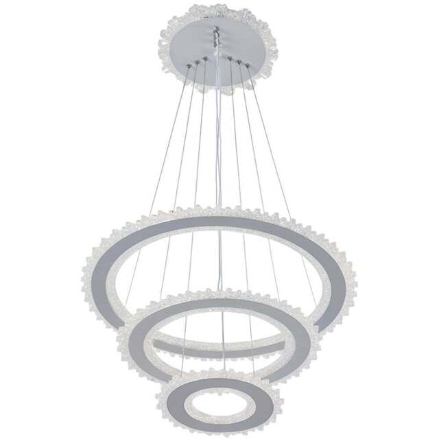 Living and Home Multi-Layer Ring LED Pendant Light 60W - Size: 85 x 49 x 49cm - Grey + Clear - Wilko - image 1