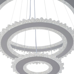 Living and Home Multi-Layer Ring LED Pendant Light 60W - Size: 85 x 49 x 49cm - Grey + Clear - Wilko - thumbnail 4