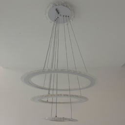Living and Home Multi-Layer Ring LED Pendant Light 60W - Size: 85 x 49 x 49cm - Grey + Clear - Wilko - thumbnail 3