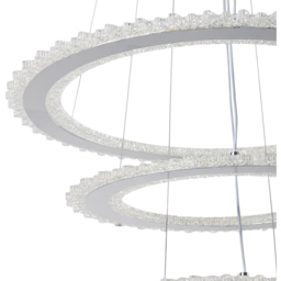 Living and Home Multi-Layer Ring LED Pendant Light 60W - Size: 85 x 49 x 49cm - Grey + Clear - Wilko - thumbnail 6