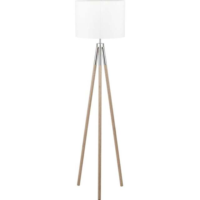 Pacific Lifestyle Vali Silver Metal and Grey Wood Grain Tripod Floor Lamp - Wilko - image 1