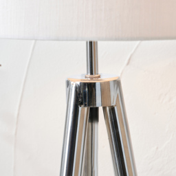 Pacific Lifestyle Vali Silver Metal and Grey Wood Grain Tripod Floor Lamp - Wilko - thumbnail 5