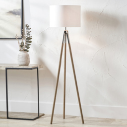 Pacific Lifestyle Vali Silver Metal and Grey Wood Grain Tripod Floor Lamp - Wilko - thumbnail 3