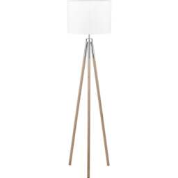 Pacific Lifestyle Vali Silver Metal and Grey Wood Grain Tripod Floor Lamp - Wilko