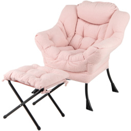 Costway Pink Lazy Chair with Ottoman - Size: Single - Wilko - thumbnail 3
