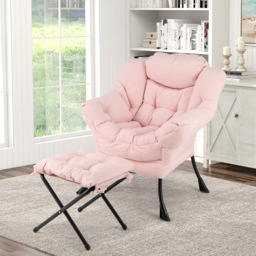 Costway Pink Lazy Chair with Ottoman - Size: Single - Wilko - thumbnail 4