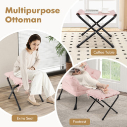 Costway Pink Lazy Chair with Ottoman - Size: Single - Wilko - thumbnail 5