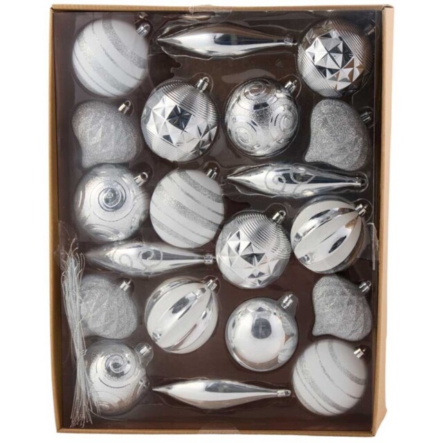 Pack of 20 Silver Baubles - Silver - Angel Whispers - Wilko - image 1