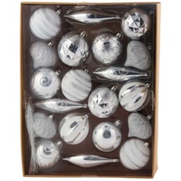 Pack of 20 Silver Baubles - Silver - Angel Whispers - Wilko - thumbnail 1