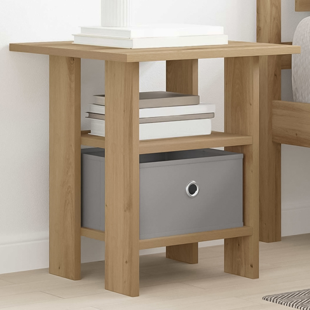 vidaXL Single Drawer Single Shelf Artisan Oak Wooden Bedside Table - Brown - Wilko - image 1