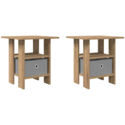 vidaXL Single Drawer Single Shelf Artisan Oak Wooden Bedside Table - Brown - Wilko - thumbnail 3