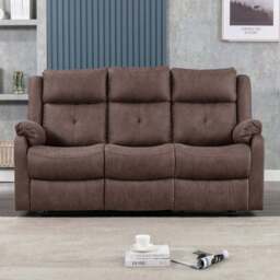 Brooklyn Casey 3 Seater Manual Recliner Sofa - Brown - Wilko - thumbnail 1