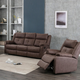 Brooklyn Casey 3 Seater Manual Recliner Sofa - Brown - Wilko - thumbnail 4