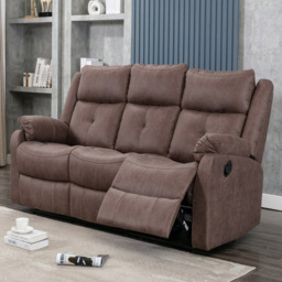 Brooklyn Casey 3 Seater Manual Recliner Sofa - Brown - Wilko - thumbnail 3