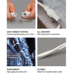 Eagle Connect 180 Cool White LED White Icicle Light 7m - Size: 51 x 30 x 9cm - Wilko - thumbnail 5