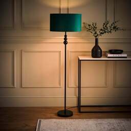 ValueLights Marissa Forest Green Velvet Shade Black Ball LED Floor Lamp - Size: 145 x 45 x 45cm - Wilko - thumbnail 7