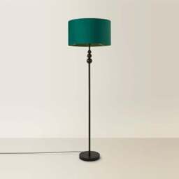 ValueLights Marissa Forest Green Velvet Shade Black Ball LED Floor Lamp - Size: 145 x 45 x 45cm - Wilko - thumbnail 6
