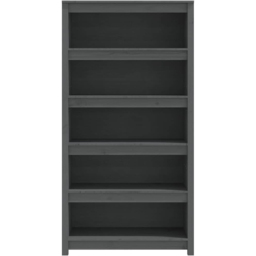 vidaXL 5 Shelf Grey Solid Pine Wood Bookcase - Size: 154 x 80 x 35cm - Wilko - thumbnail 4