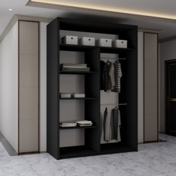 Sliding Wardrobes 4U 2 Sliding Door Black Half Mirrored Wardrobe 120cm - Size: 2 Door - Wilko - thumbnail 4