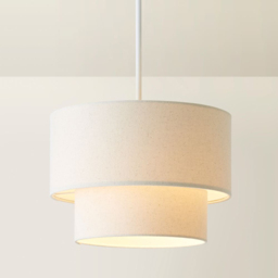 ValueLights Jodie 2 Tier Natural Linen Drum Shade - Size: 20 x 30 x 30cm - Cream - Wilko - thumbnail 5