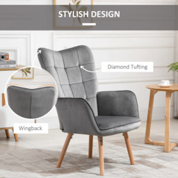 Portland Grey Tufted Wingback Armchair - Size: Single - Wilko - thumbnail 7