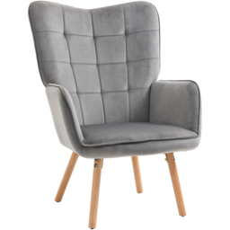 Portland Grey Tufted Wingback Armchair - Size: Single - Wilko - thumbnail 3