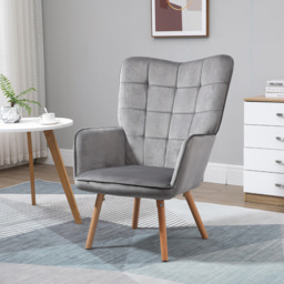 Portland Grey Tufted Wingback Armchair - Size: Single - Wilko - thumbnail 5