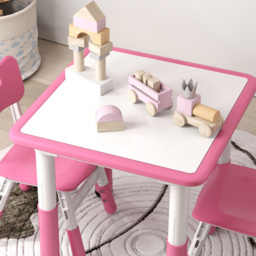 AIYAPLAY 2 Seater Pink Height Adjustable Kids Table and Chair Set - Wilko - thumbnail 5