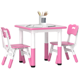 AIYAPLAY 2 Seater Pink Height Adjustable Kids Table and Chair Set - Wilko - thumbnail 3
