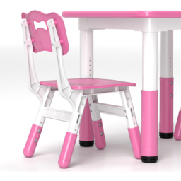 AIYAPLAY 2 Seater Pink Height Adjustable Kids Table and Chair Set - Wilko - thumbnail 4