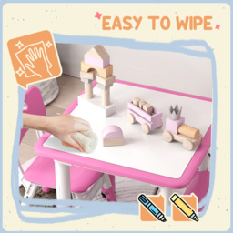 AIYAPLAY 2 Seater Pink Height Adjustable Kids Table and Chair Set - Wilko - thumbnail 7