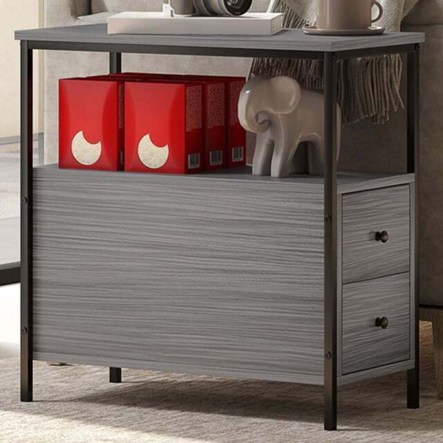 HOMCOM 2 Drawer Grey Narrow End Table - Size: 61 x 30 x 60cm - Wilko - image 1
