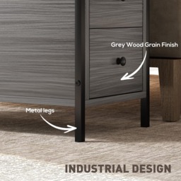 HOMCOM 2 Drawer Grey Narrow End Table - Size: 61 x 30 x 60cm - Wilko - thumbnail 7
