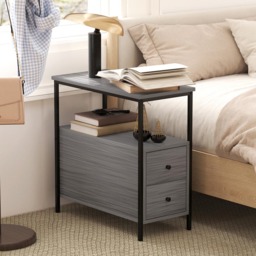 HOMCOM 2 Drawer Grey Narrow End Table - Size: 61 x 30 x 60cm - Wilko - thumbnail 6