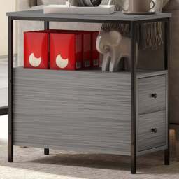 HOMCOM 2 Drawer Grey Narrow End Table - Size: 61 x 30 x 60cm - Wilko