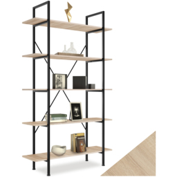 tectake Glasgow 5 Slim Shelf Oak Sonoma Ladder Shelving Unit - Brown - Wilko - thumbnail 3